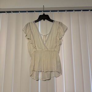 Abercrombie & Fitch Cream Blouse with Ruffle Sleeves